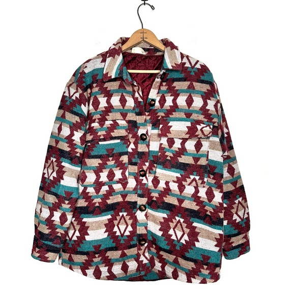 uncharted threads Jackets & Blazers - Uncharted Threads | Aztec Flannel Button Down Shacket Size M/L
